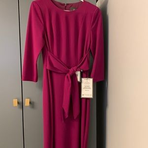 Knit crepe tie waist sheath